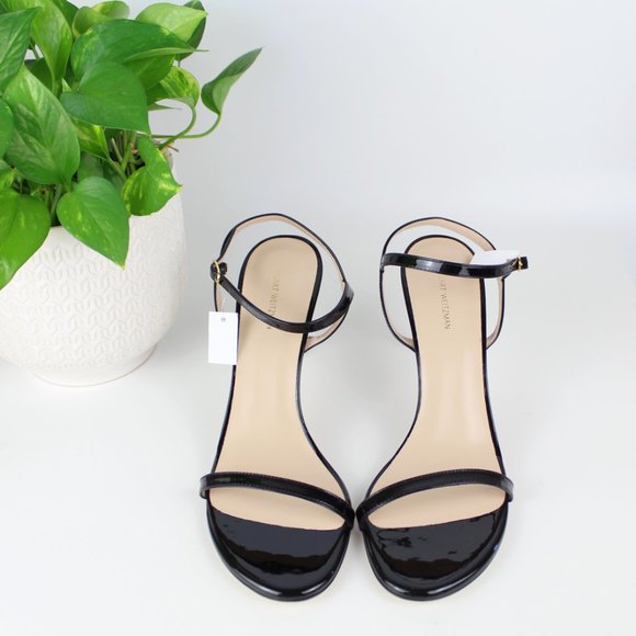 New Stuart Weitzman Kassidy Black Leather Heeled Sandal | Chic & Timeless - Picture 4 of 15